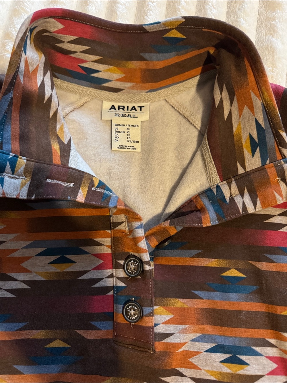 Ariat Brown Multi Aztec-Print Button Polo